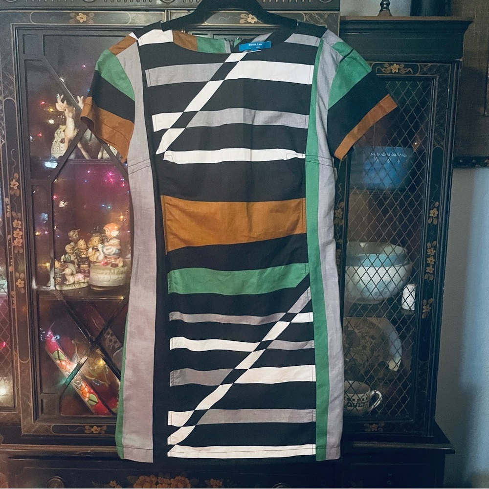 Derek Lam for Design Nation Grap Surf Parrot Linen Cotton Dress Size 10